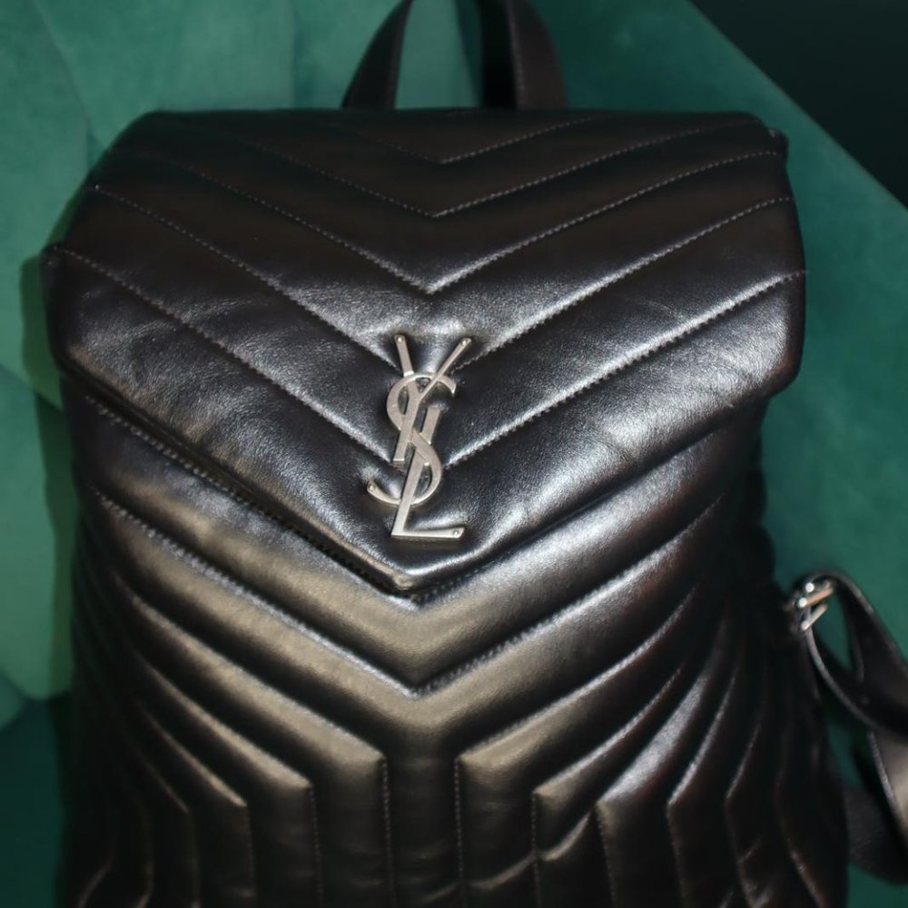 Saint Laurent Calfskin Y Quilted Monogram Medium Loulou Backpack Asphalt - Picture 1 of 16
